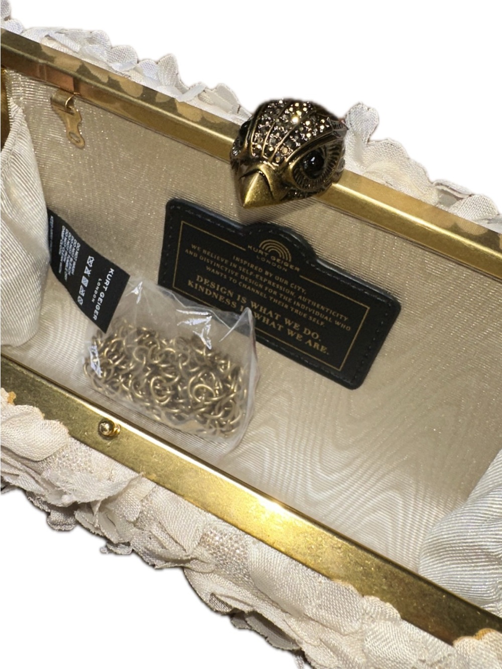 Kurt Geiger London Crystal Floral Appliqué Kensington Clutch - Picture 4 of 6